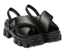 Prada Monolith Padded Nappa Leather Sandals Black