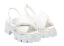 Prada Monolith Padded Nappa Leather Sandals White