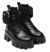 Prada Monolith Leather and Re Nylon With Pouch Black