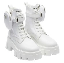 Prada Monolith Leather and Re Nylon With Pouch White